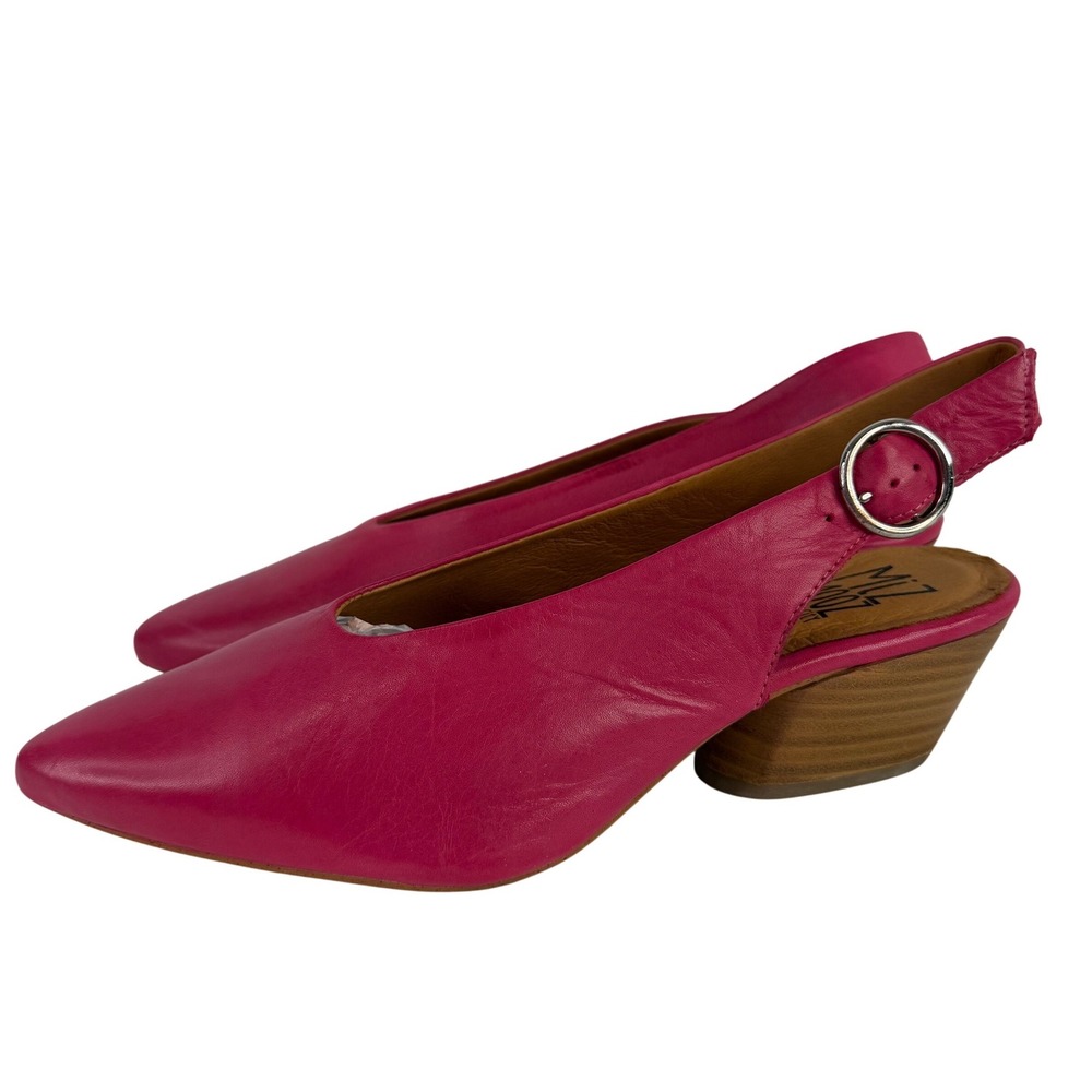 Miz Mooz Haven Pink Leather Slingback Block Heel Pumps Pointed Toe Size 37